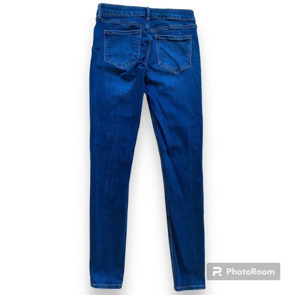 Old Navy Jeans Womens 6 Mid Rise Rockstar Super Skinny Distressed Blue Denim - Picture 3 of 8